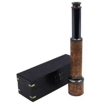 Custom 16 Inch Gunmetal And Dark Leather Telescope, 5 of 9