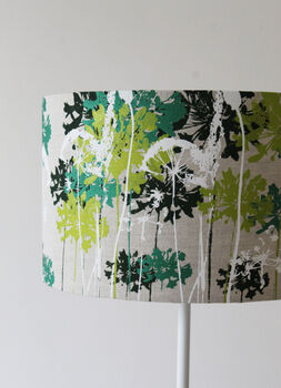 Botanical Screen Printed Lampshade. Green And White, 4 of 4