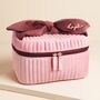 Personalised Large Pink And Burgundy Velvet Bow Vanity Makeup Bag, thumbnail 1 of 5
