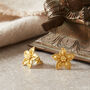 Gold Plated Sterling Silver Flower Stud Earrings, thumbnail 1 of 7