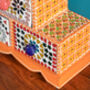 Three Drawer Orange Mosaic Wooden Spice Box, thumbnail 3 of 6