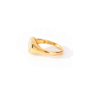 Sterling Silver Gold Plated Signet Sun Ring, 3 of 6