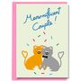 Meow Magnificent Couple Cat Wedding Or Engagement Card, thumbnail 1 of 2