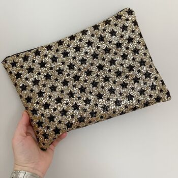 Gold Star Glitter Clutch Bag, 4 of 4