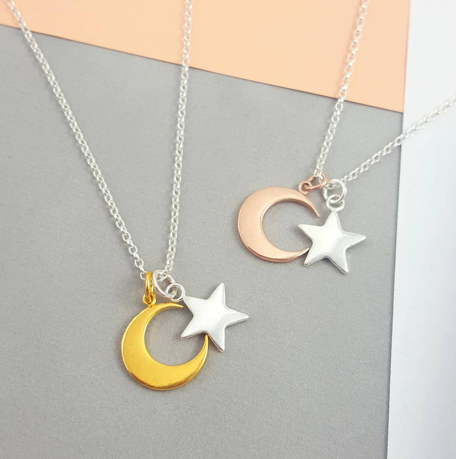 Moon And Star Necklace By Essentia By Love Lily Rose ...
