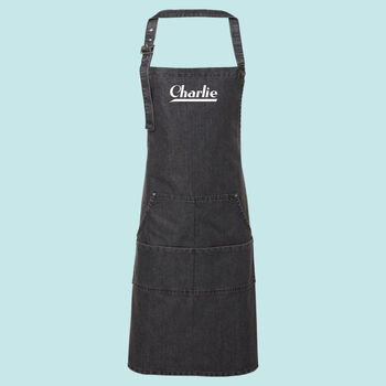 Personalised Denim Apron With Stitch Detail, 2 of 4