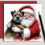 Border Terrier Christmas Card. The Hug, thumbnail 1 of 2