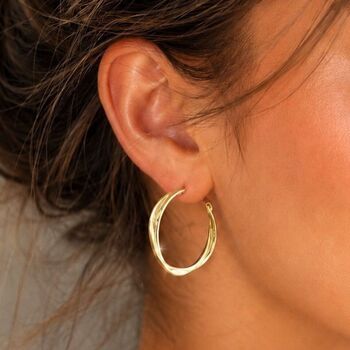 Twisted Gold Plated Sterling Silver Hoop Earrings, 2 of 9