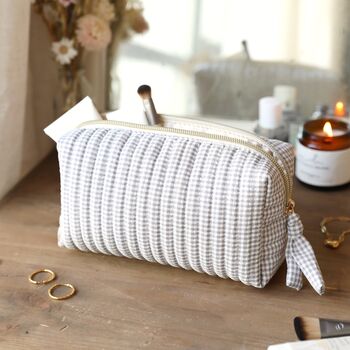 Personalised Grey Gingham Beauty Bag, 6 of 6