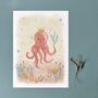 East Of India Sealife Print Octopus, thumbnail 1 of 3