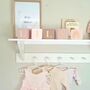 Wooden Baby Name Blocks, Personalised Newborn Gift, Dusty Light Pink, thumbnail 2 of 12