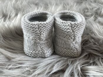 Grey Knitted Baby Booties, 4 of 10