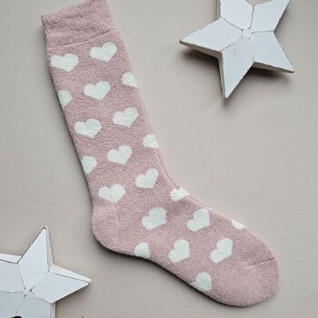 Long Welly Boot Socks With Hearts In Pink, 2 of 2