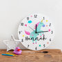 Bedroom Unicorn Theme Personalised Clock Gift, thumbnail 1 of 4