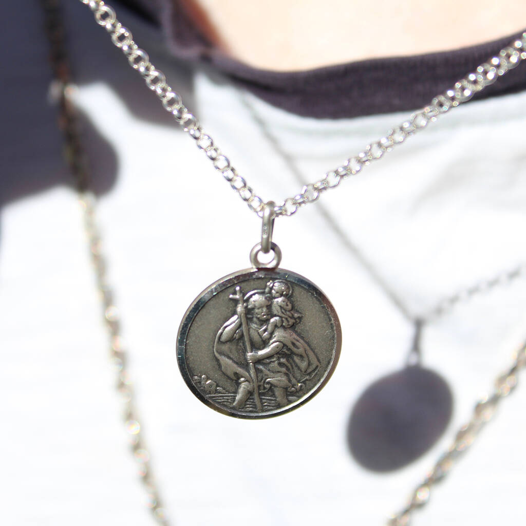 Silver St. Christopher Necklace By Lime Tree Design