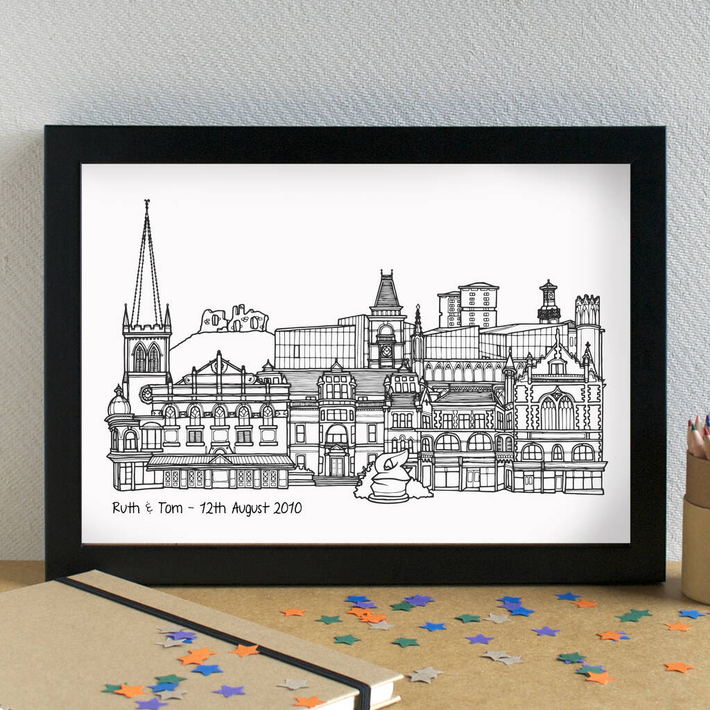 Wakefield Skyline Art Print Unframed By Becka Griffin Illustration