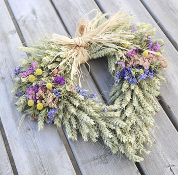 Colourful Wildflower Dried Flower Heart Wreath, 2 of 12