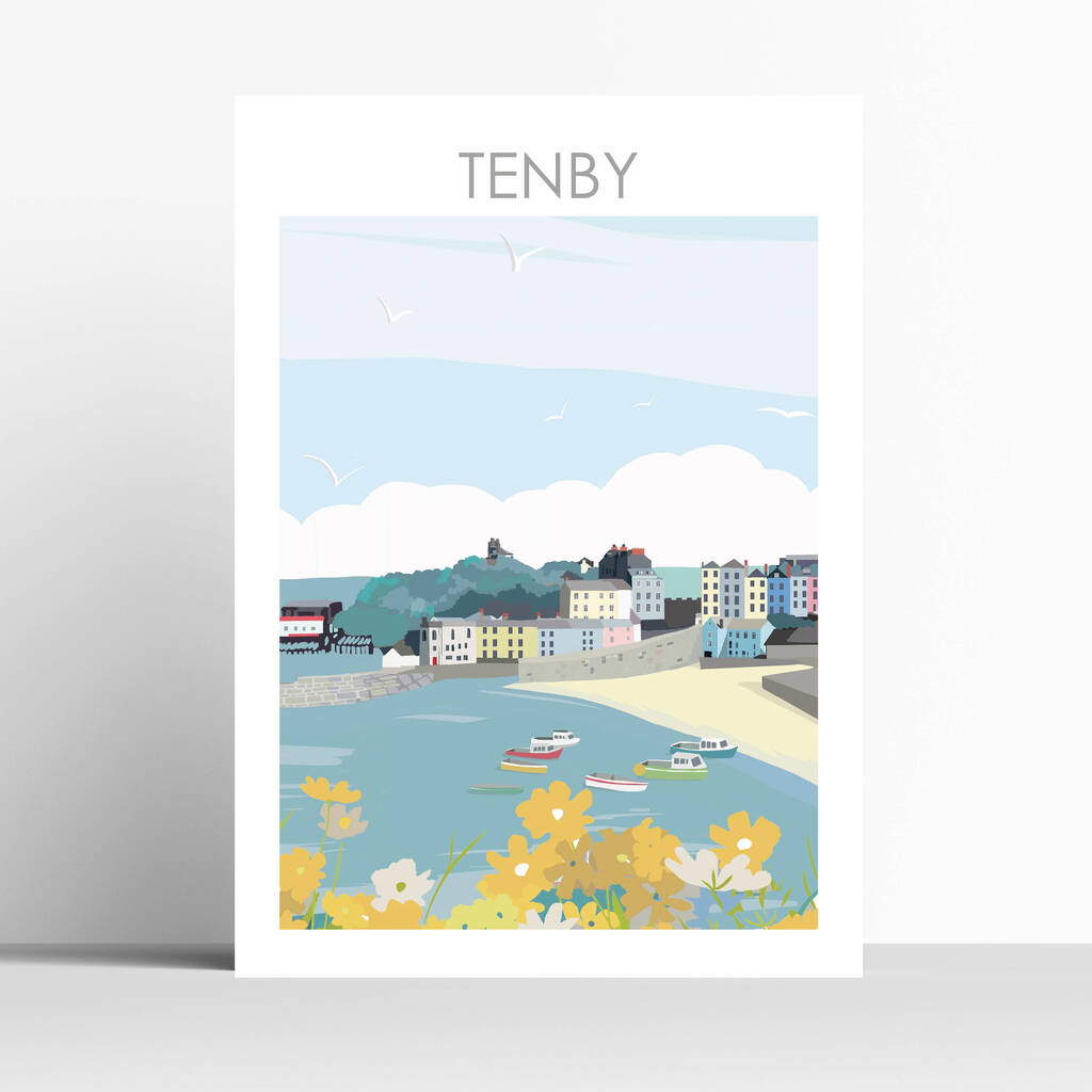 Tenby Wales Travel Art Print By Betty Boyns