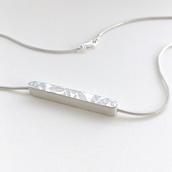 Embossed Silver Bar Necklace, 4 of 12