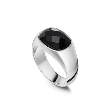 Black Onyx Oval Signet Ring 925 Solid Silver, 3 of 4