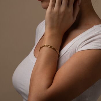 Engraved Gold Figaro Bracelet Womens, 7 of 9