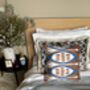 Square Ikat Silk Cushion Blue, Brown And White Abstract Design, thumbnail 7 of 10
