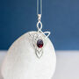 Genuine Garnet Celtic Knot Necklace In Sterling Silver, thumbnail 2 of 11