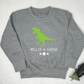 Personalised Dinosaur And Stars Kids Sweatshirt, 4 of 4