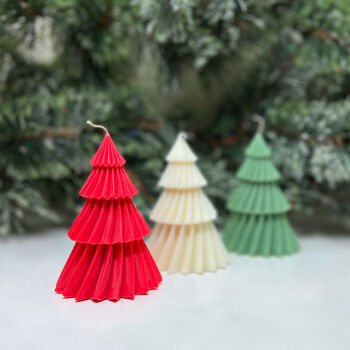 Geometric Christmas Tree Shape Soy Candle Festive Gifts, 9 of 9