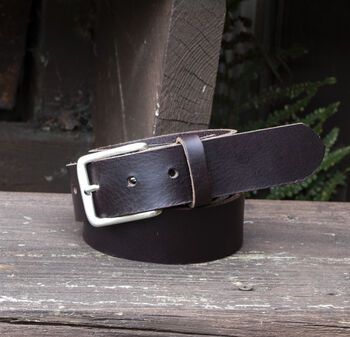 Handmade Leather Belt And Matching Keyring Mens Gift Made In The UK, 10 of 11