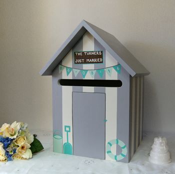 Beach Hut Wooden Wedding Post Box, 8 of 12