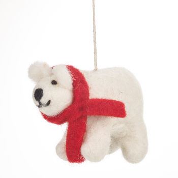 Handmade Christmas Winter Polar Bear Hanging Decoration, 2 of 9