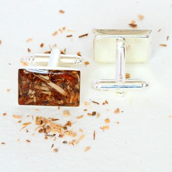 Plated Silver And Wood Cufflinks, 2 of 3