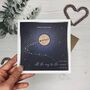 Moon And Back Silver Foil And Wood Christmas Card, thumbnail 1 of 3