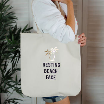 'Resting Beach Face' Organic Beach Tote Bag, 2 of 2
