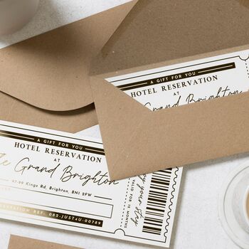Personalised Hotel Reservation Voucher Gold Foil, 8 of 9