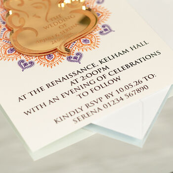 Ganesh Indian Mandala Wedding Invitation Magnets, 6 of 9