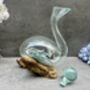 Molten Glass Wine Decanter With Stopper Teak Root Base, thumbnail 4 of 12