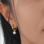 Small Natural Freshwater Pearl Huggie Hoop Earrings, thumbnail 3 of 4