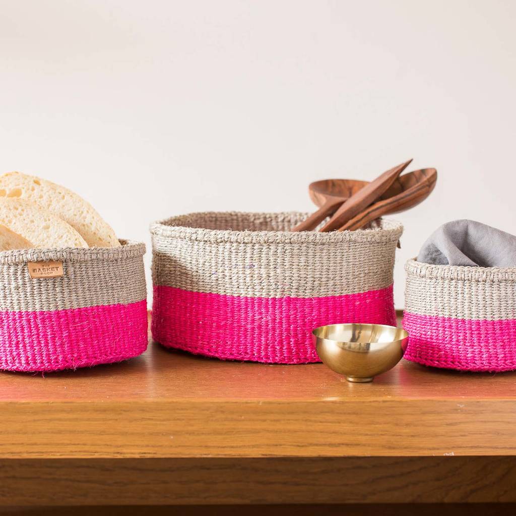 Grey And Fluoro Pink Colour Block Basket