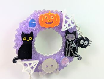 Halloween Fall Wreath Brooch Glow In The Dark Acrylic, 4 of 9