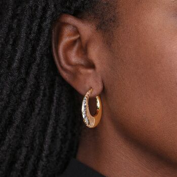 Chunky Gold Plated Sterling Silver Diamond Cut Hoop Earrings – 25mm, 5 of 6