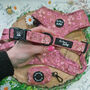 Old Garden Bloom Roses Dog Collar With Optional Set, thumbnail 1 of 5
