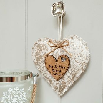 3rd Wedding Anniversary Leather Heart With Oak Message, 9 of 10