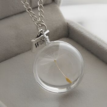 Round Dandelion Pendant Wish Charm Necklace Gift, 3 of 4