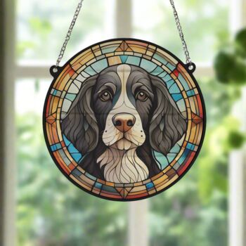 Springer Spaniel Black And White Stained Glass Effect Suncatcher, 5 of 5