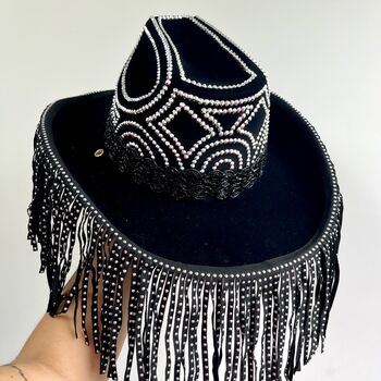 Black Suede Fringe Cowboy Hat, 5 of 5