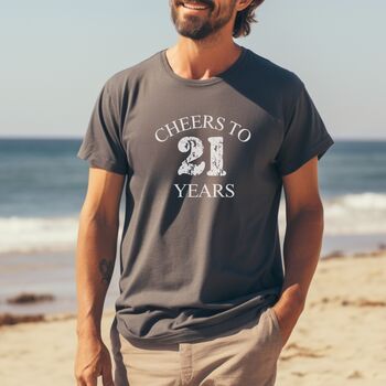 Personalised Cheers 21st Birthday Milestone T Shirt, 9 of 12