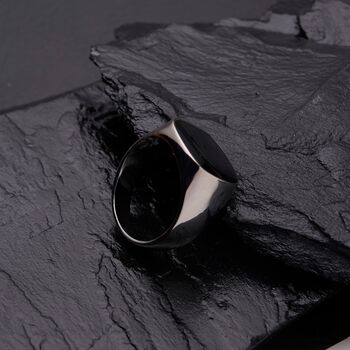 Engravable Silver Black Onyx Signet Ring, 3 of 11
