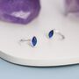 Marquise Sapphire Blue Cz Huggie Hoops, thumbnail 8 of 12